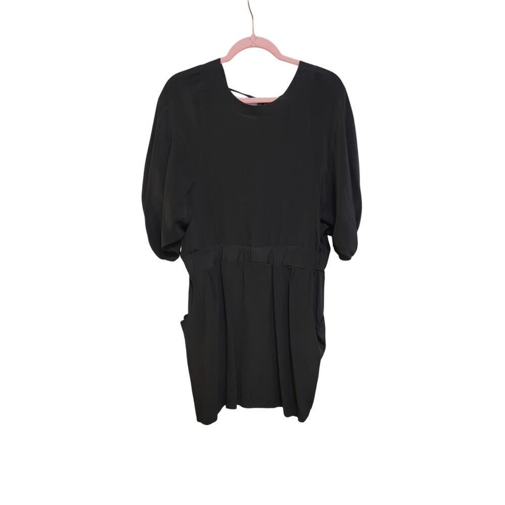 Black Silk Mini Dress | Olive Olivia Day to Night Casual Evening Dramatic Sleeve